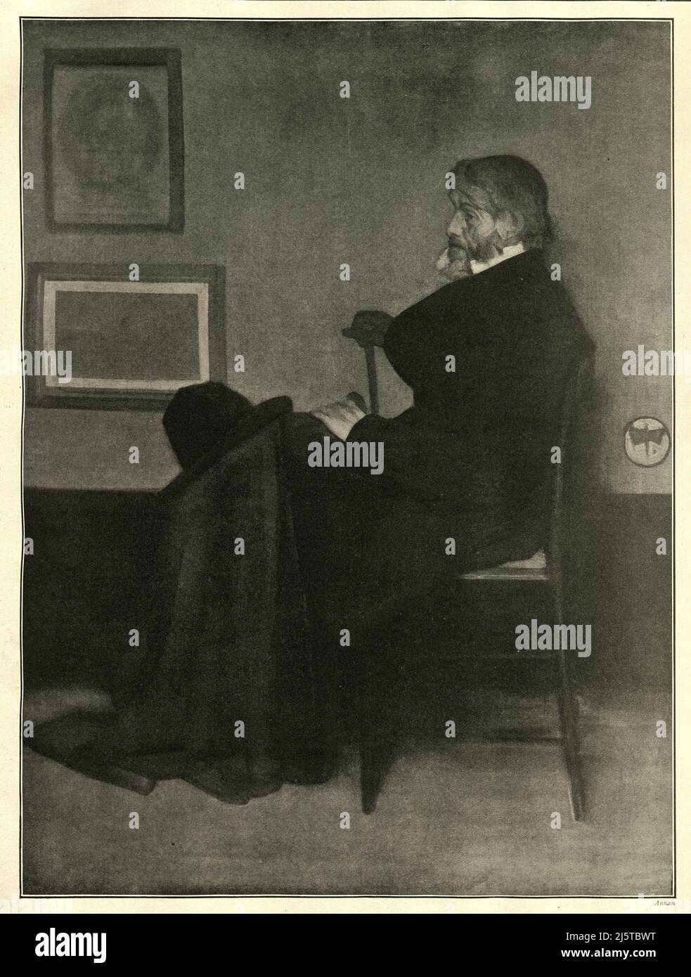 Portrait of Thomas Carlyle after a painting by James McNeill Whistler. Arrangement in Grey and