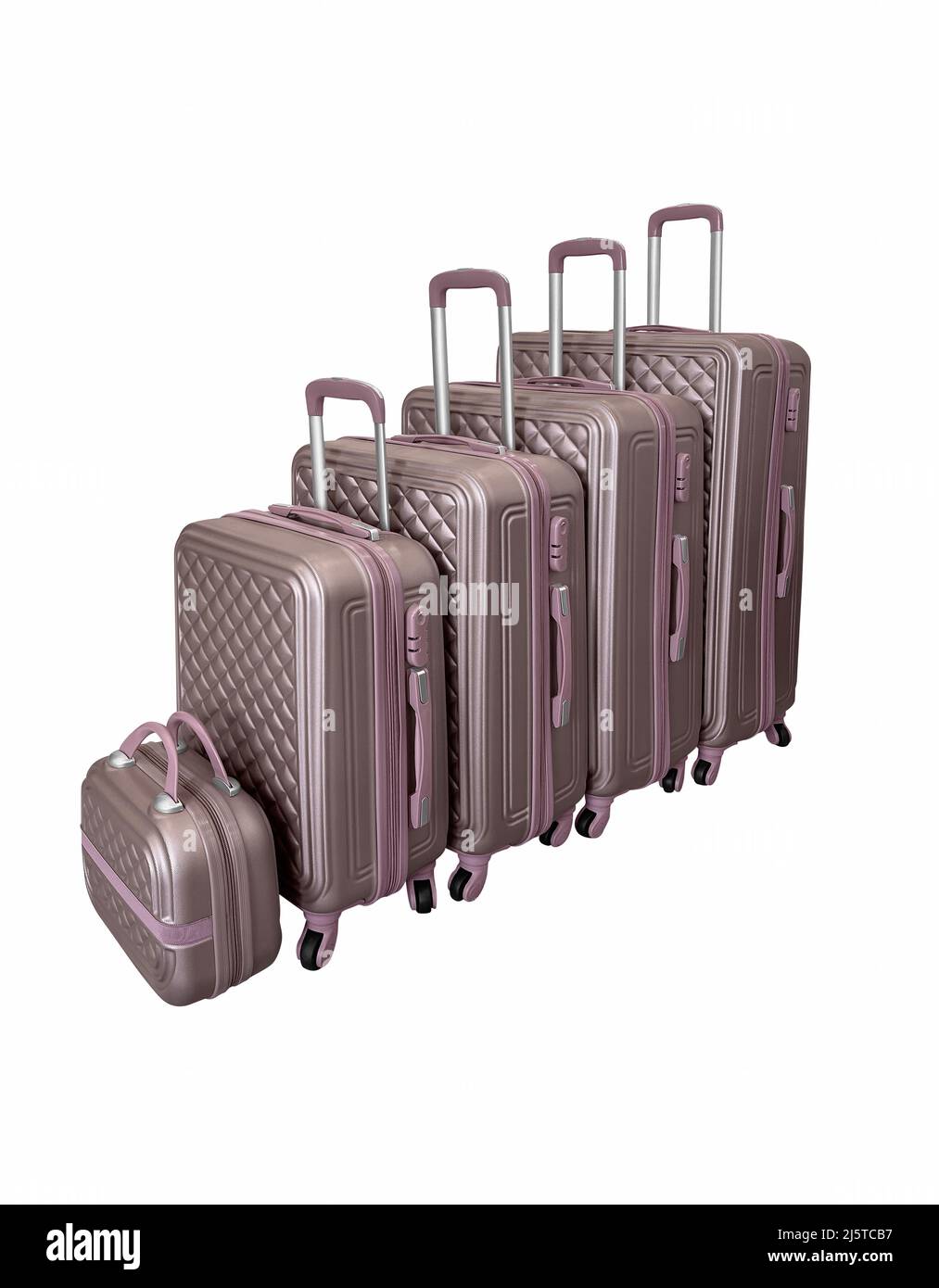 Group of luggage bags set isolated on white background Stock Photo