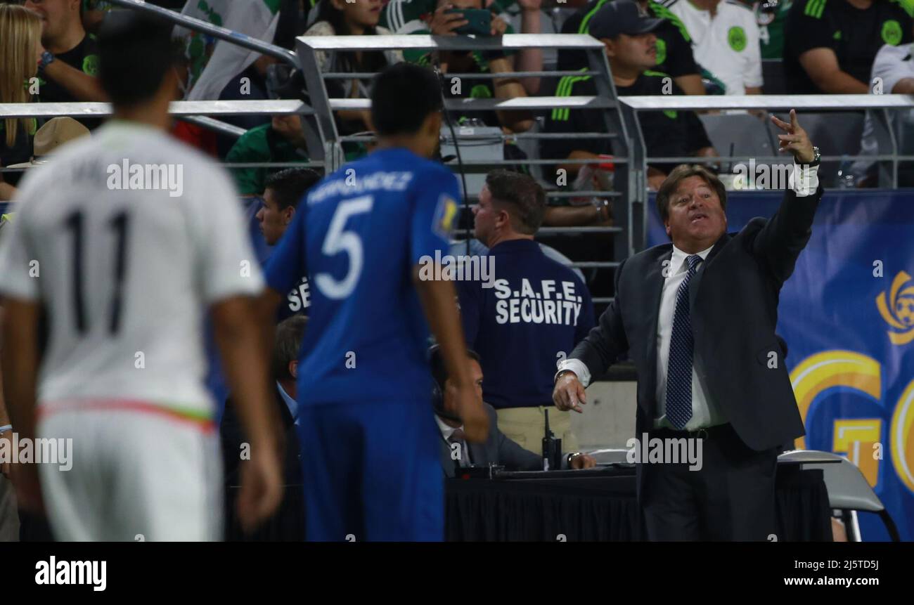 Miguel Herrera DT de Mexico    ,durante partido entre las selecciones de Mexico y Guatemala  de la Copa Oro CONCACAF 2015. Estadio de la Universidad de Arizona.Phoenix Arizona a 12 de Julio 2015. Stock Photo