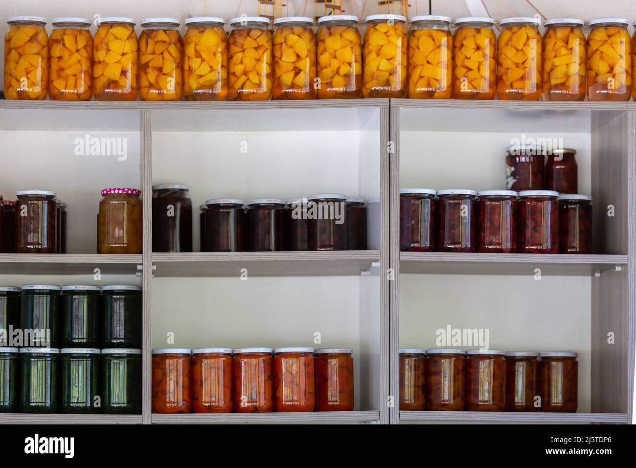 Shop selling homemade jam in Antalya, Turkey. Jams sold rack Stock