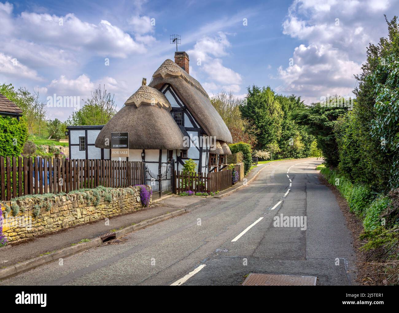 Street view in Harvington, Evesham, Worcestershire, England Stock Photo