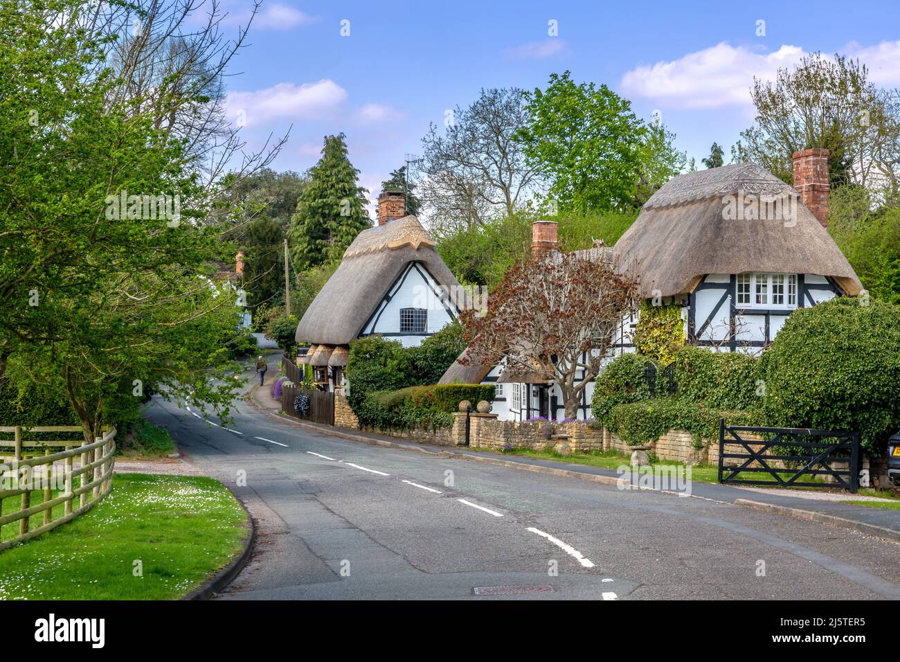 Street view in Harvington, Evesham, Worcestershire, England Stock Photo