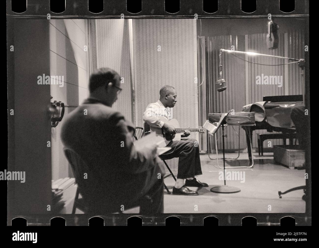 Big Bill Broonzy blues guitar musician, 1958. Image from 35mm negative. Stock Photo