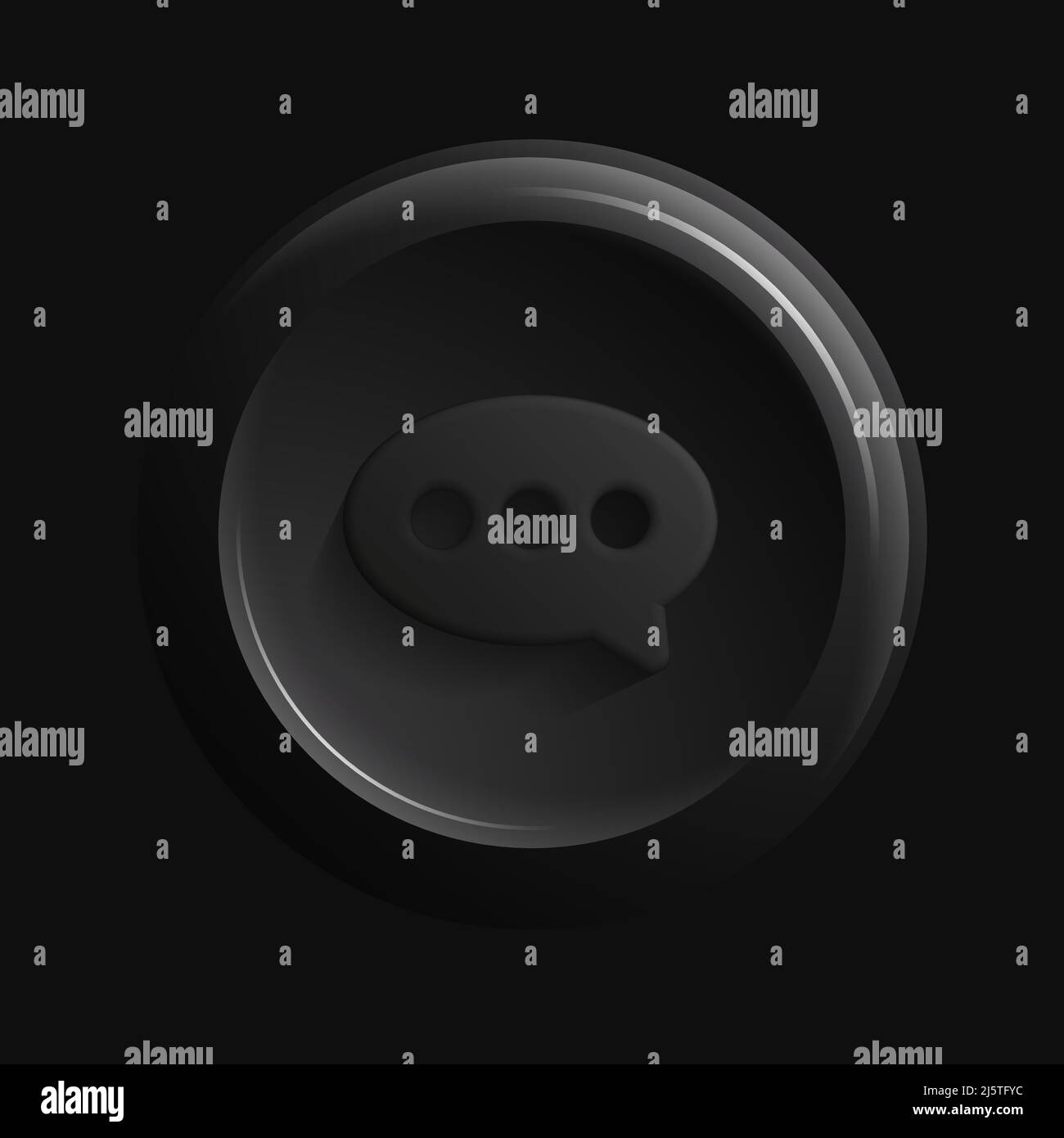 Dark Round Message Icon. Isolated 3D Texting Button. Vector illustration Stock Vector