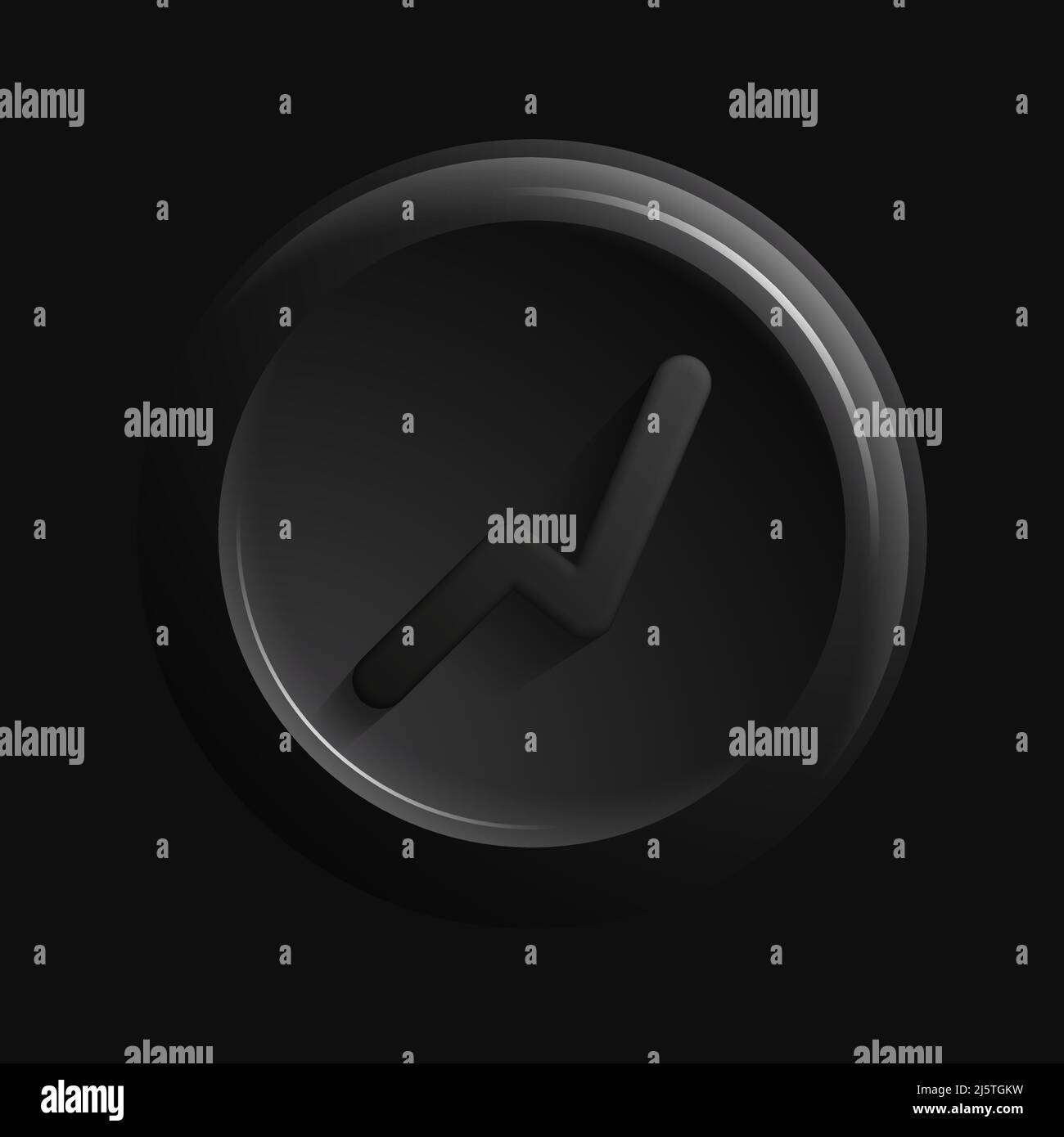 Chart 3D Icon. Black Isolated Graph Button. Vector illustration Stock Vector