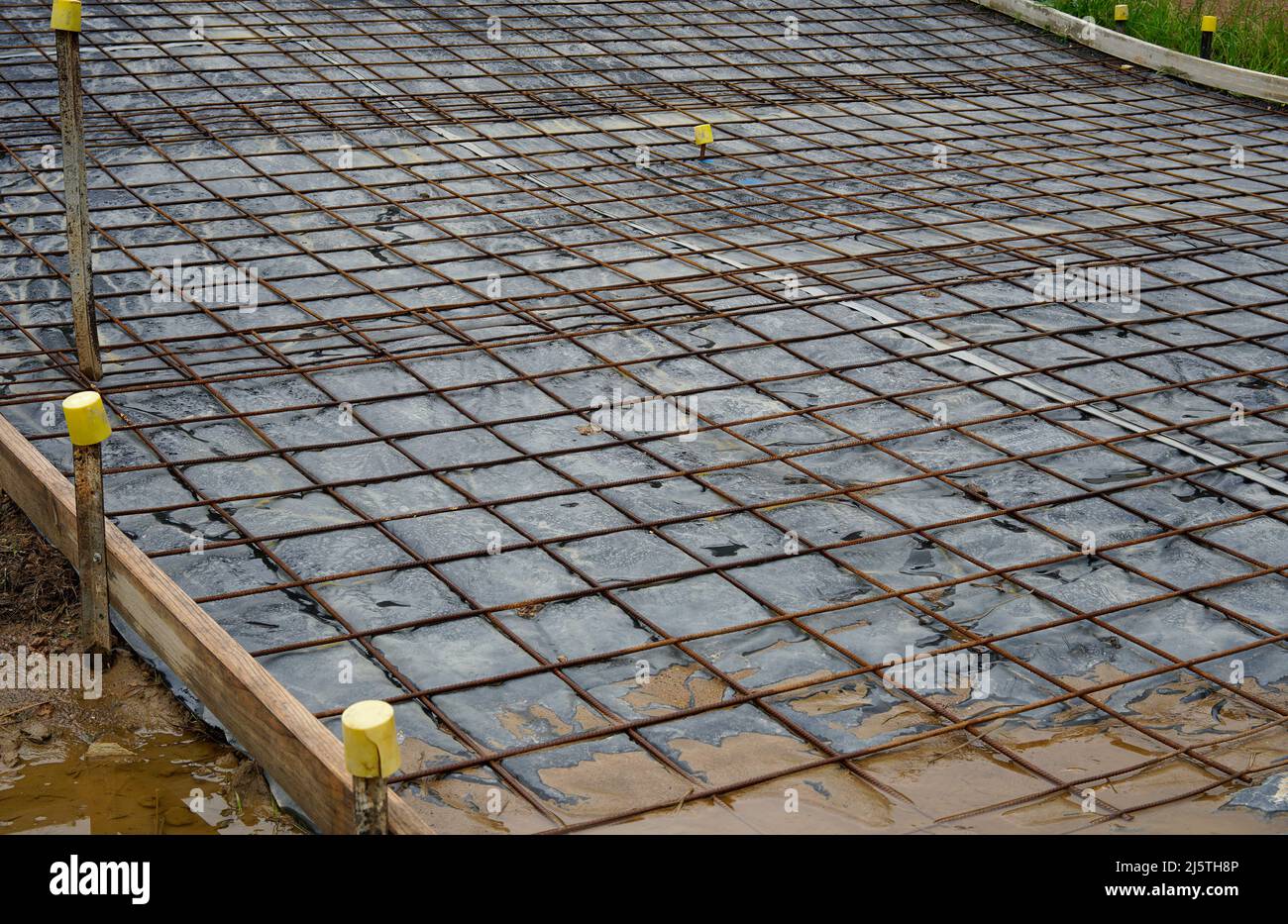 Iron wire mesh for concreting floors of buildings and driveways Stock Photo