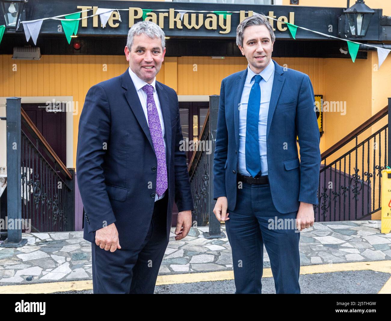 Dunmanway, West Cork, Ireland. 25th Apr, 2022. Minister Simon Harris TD chaired the Cork South West Fine Gael AGM tonight, which was the first in person AGM for the organisation in over two years. Senator Tim Lombard also attended the meeting. Credit: AG News/Alamy Live News Stock Photo