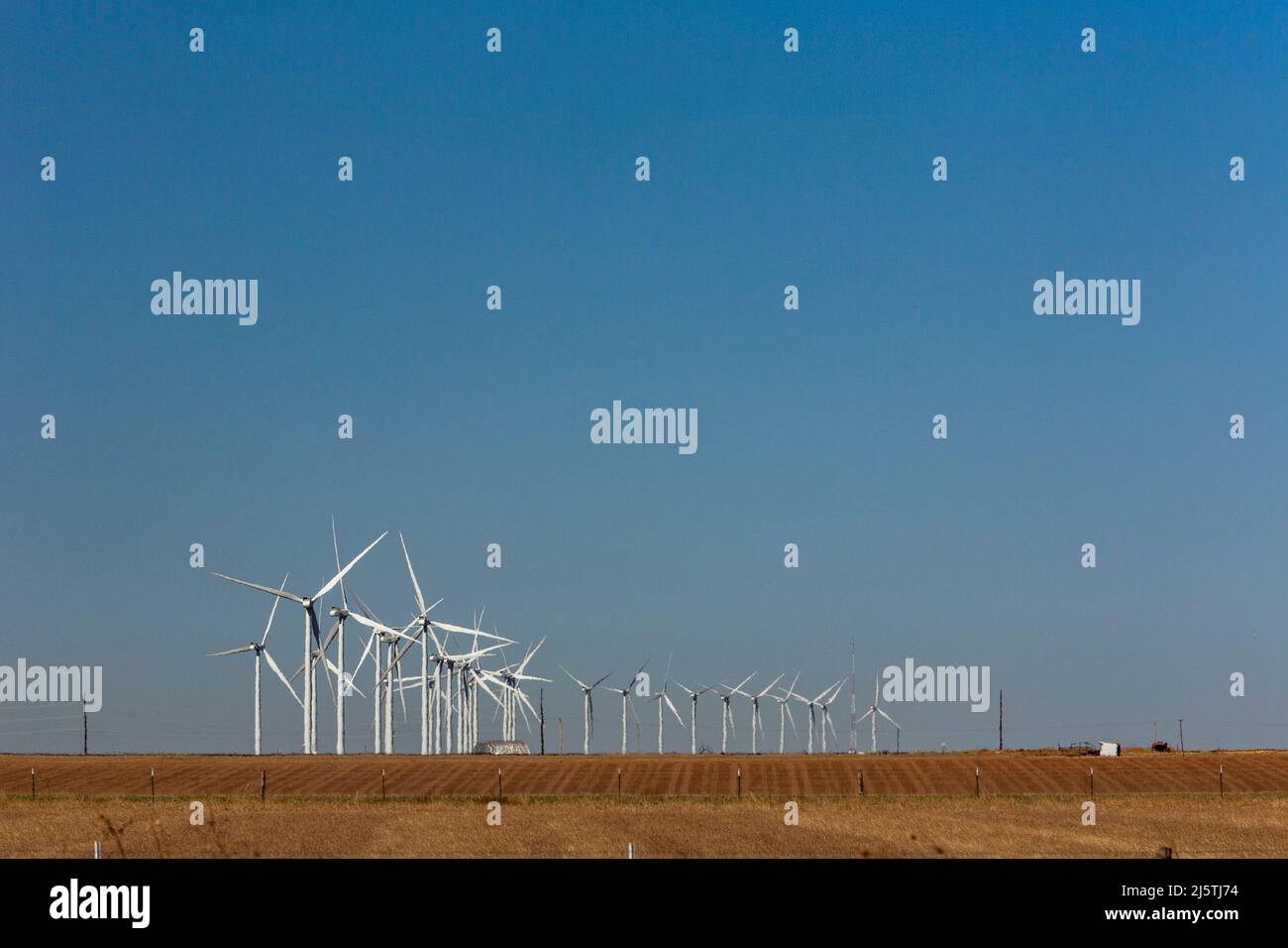 Conway, Texas - A wind farm in the Texas panhandle, east of Amarillo. Stock Photo