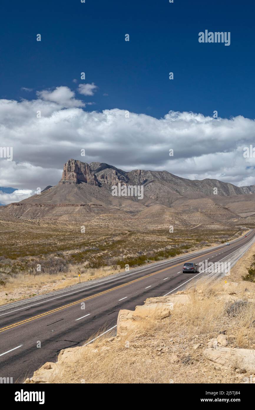 Pine Springs, Texas - El Capitan, a 1,000-foot limestone cliff in Guadalupe Mountains National Park. Stock Photo