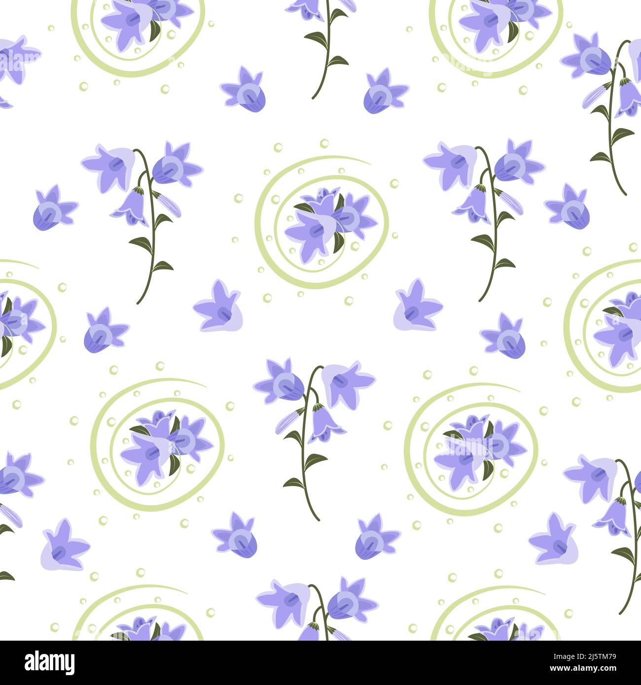 Bellflower seamless pattern, cute colorful illustration Stock Vector