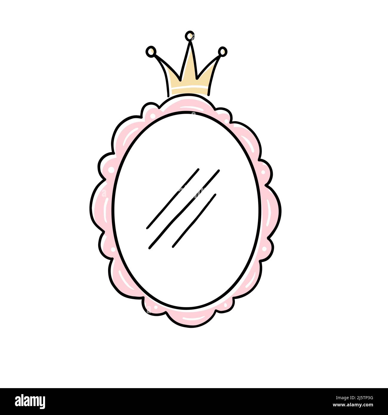 Princess crown mirror frame. Hand drawn doodle mirror with crown for baby  princess decorate border. Vector illustration Stock Vector Image & Art -  Alamy