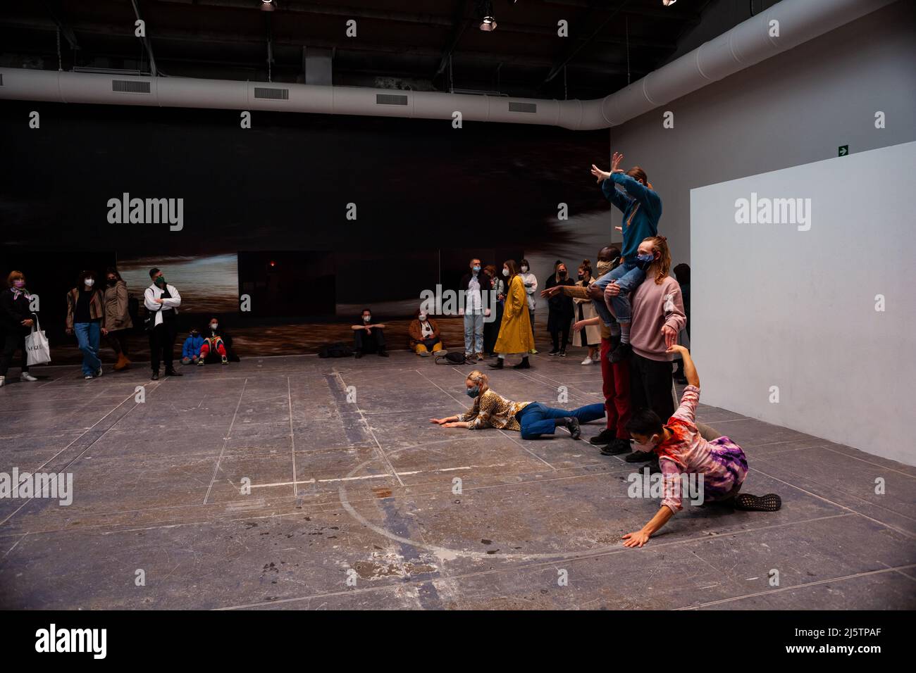 VENICE, ITALY - April 20: View of the performance titled Encyclopedia of Relations by Alexandra Pirici at the 59th Venice biennale on April 20, 2022 Stock Photo