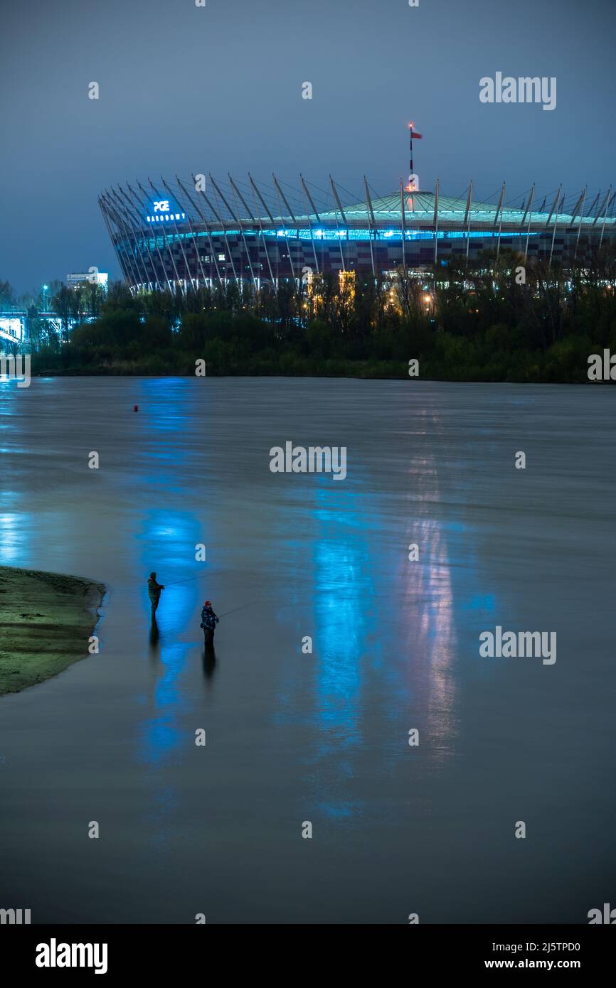 Fishing at Vistula river Stock Photo