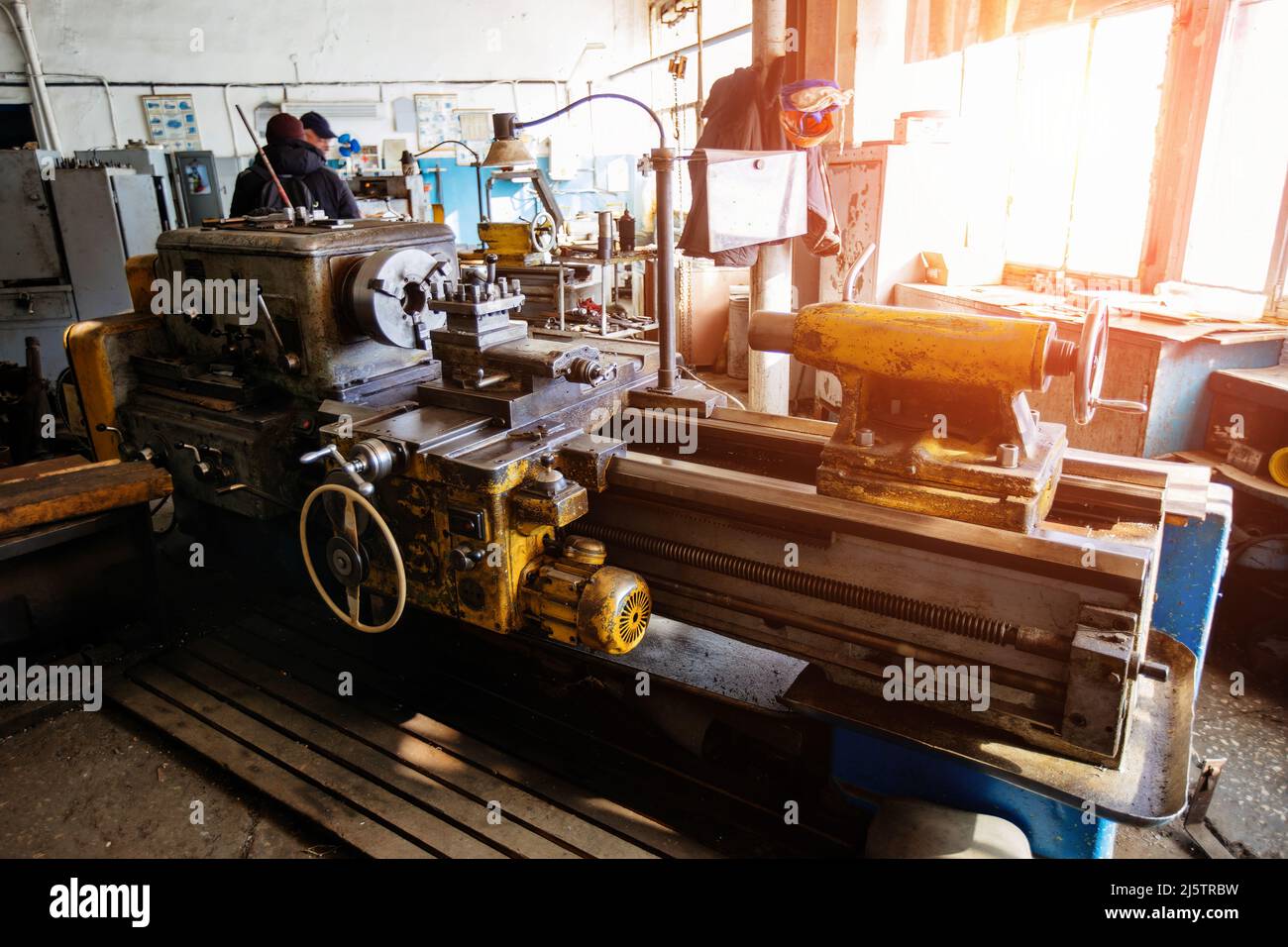 Lathe in the metalworking Stock Photo Alamy
