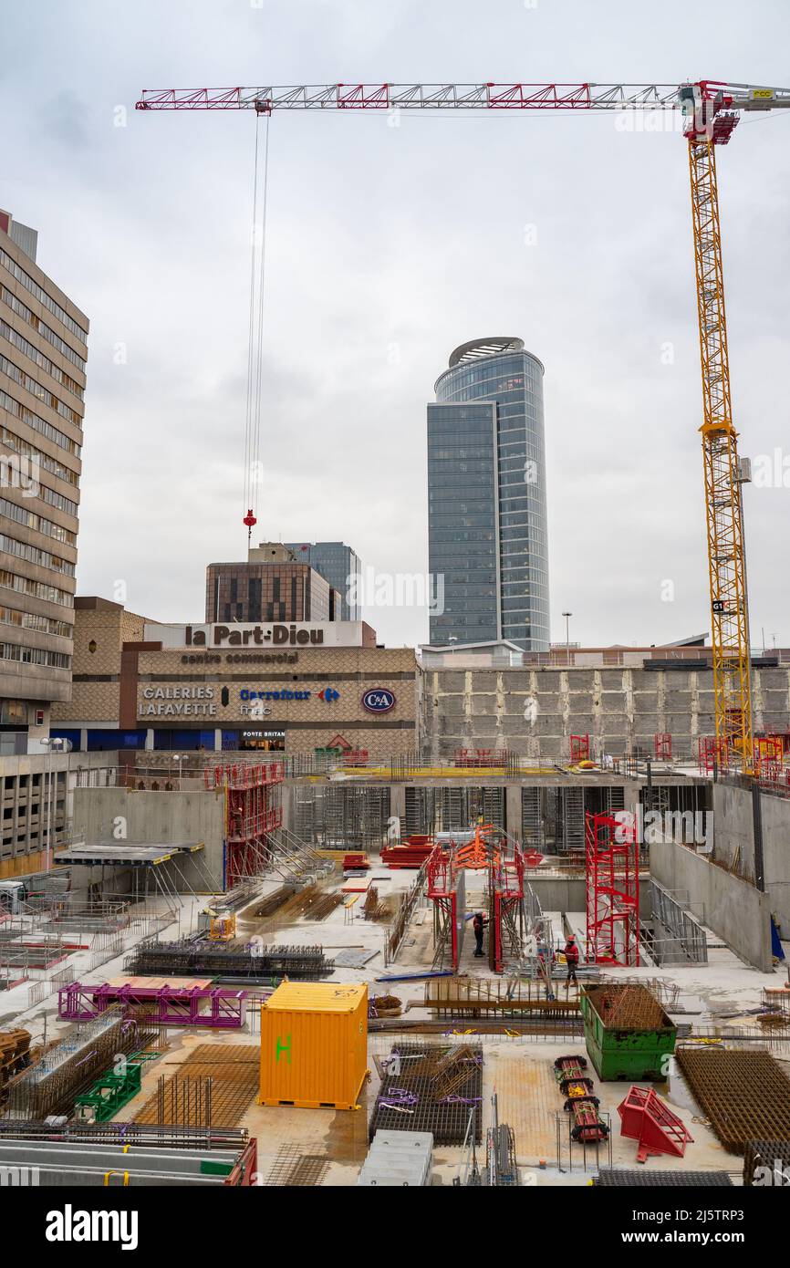 Lyon, France, January 24, 2019 major construction works in the Part-Dieu district Stock Photo