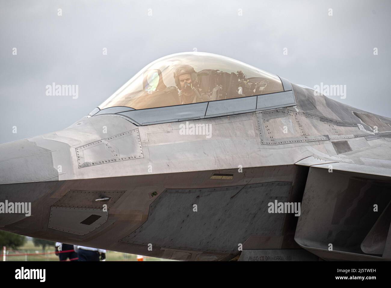 A U.S. Air Force F-22 Raptor parks for a static display for The Great ...