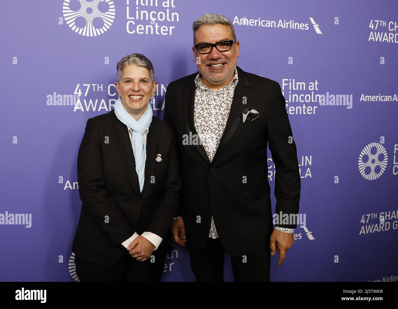New York, United States. 25th Apr, 2022. FLC President Lesli Klainberg and Senior Vice President of FLC and Executive Director of the New York Film Festival Eugene Hernandez arrive on the red carpet at the 47th Chaplin Award Gala honoring Cate Blanchett at Alice Tully Hall, Lincoln Center in New York City on Monday, April 25, 2022. Photo by John Angelillo/UPI Credit: UPI/Alamy Live News Stock Photo