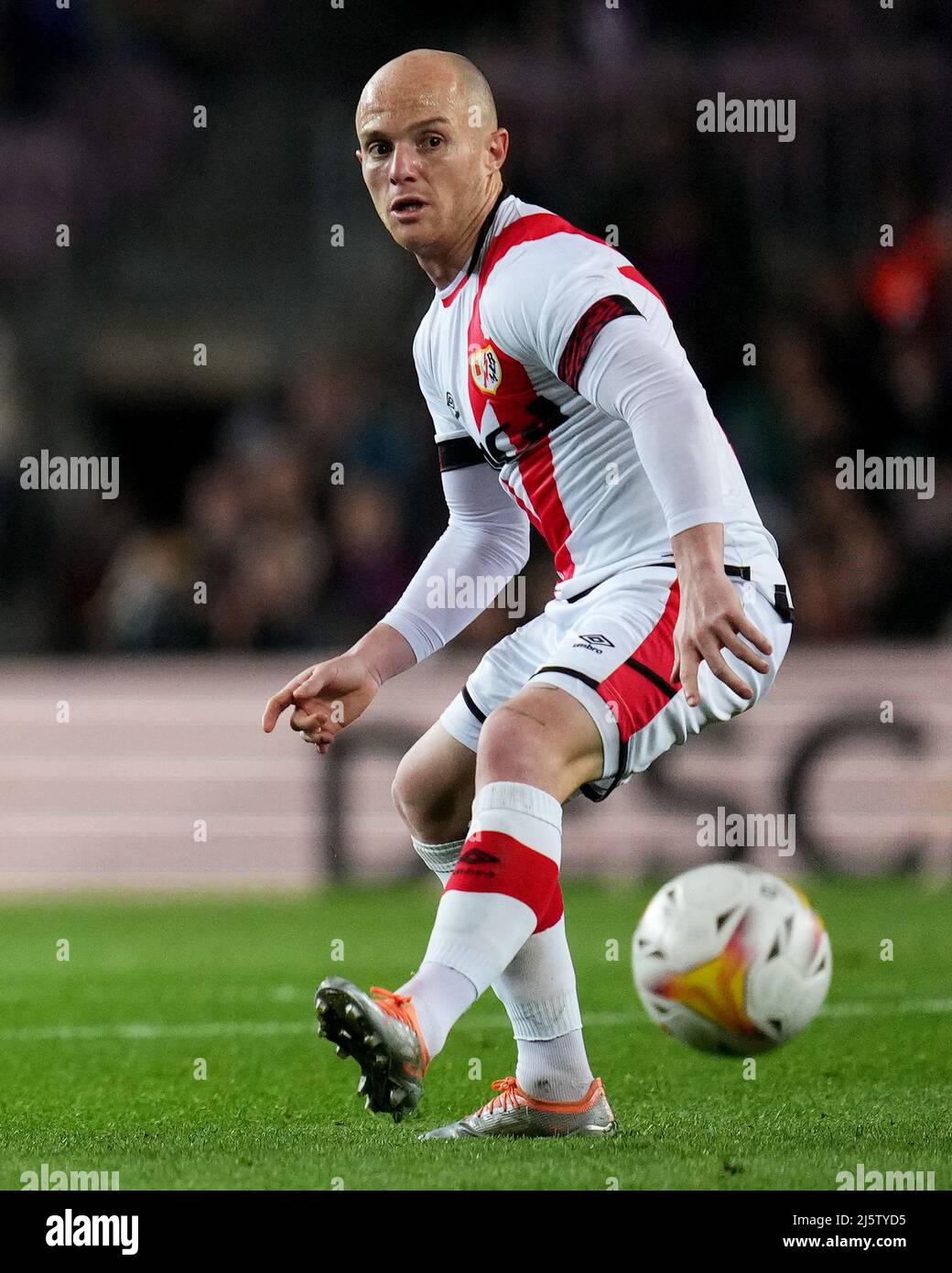 Isi Palazon of Rayo Vallecano during the La Liga match between FC Barcelona and Rayo Vallecano played at Camp Nou Stadium on April 24, 2022 in Barcelona, Spain. (Photo by Sergio Ruiz / PRESSINPHOTO) Stock Photo