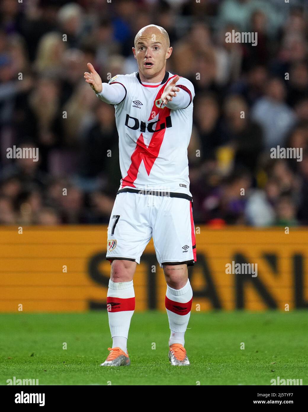 Isi Palazon of Rayo Vallecano during the La Liga match between FC Barcelona and Rayo Vallecano played at Camp Nou Stadium on April 24, 2022 in Barcelona, Spain. (Photo by Sergio Ruiz / PRESSINPHOTO) Stock Photo