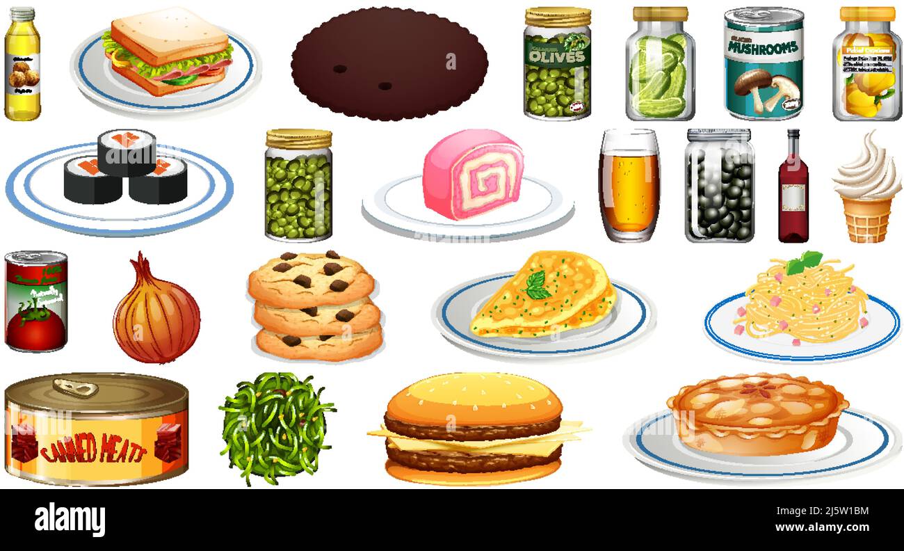 Set of different foods illustration Stock Vector Image & Art - Alamy