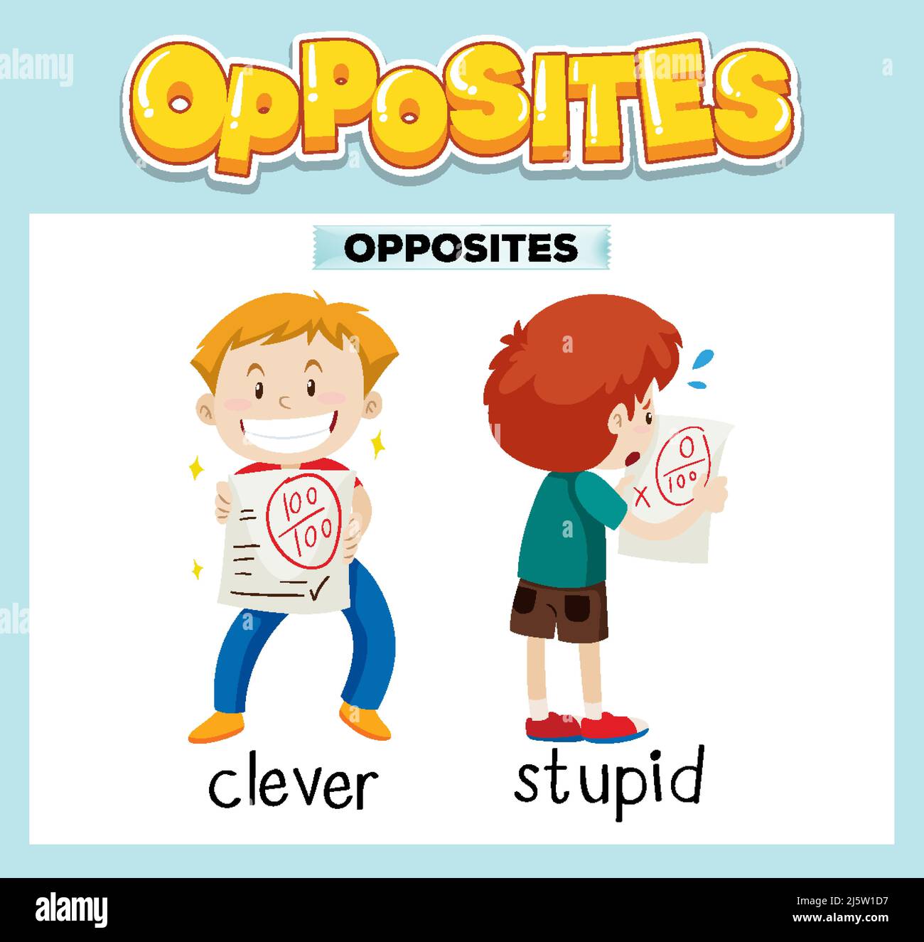 Opposite English words with clever and stupid illustration Stock Vector Image & Art Alamy