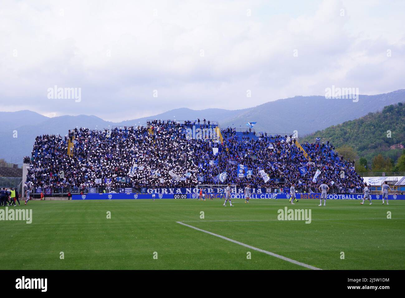 Stadio Mario Rigamonti, Brescia, Italy, April 25, 2022, Brescia supporters  during  Brescia Calcio vs SPAL - Italian soccer Serie B match Stock Photo