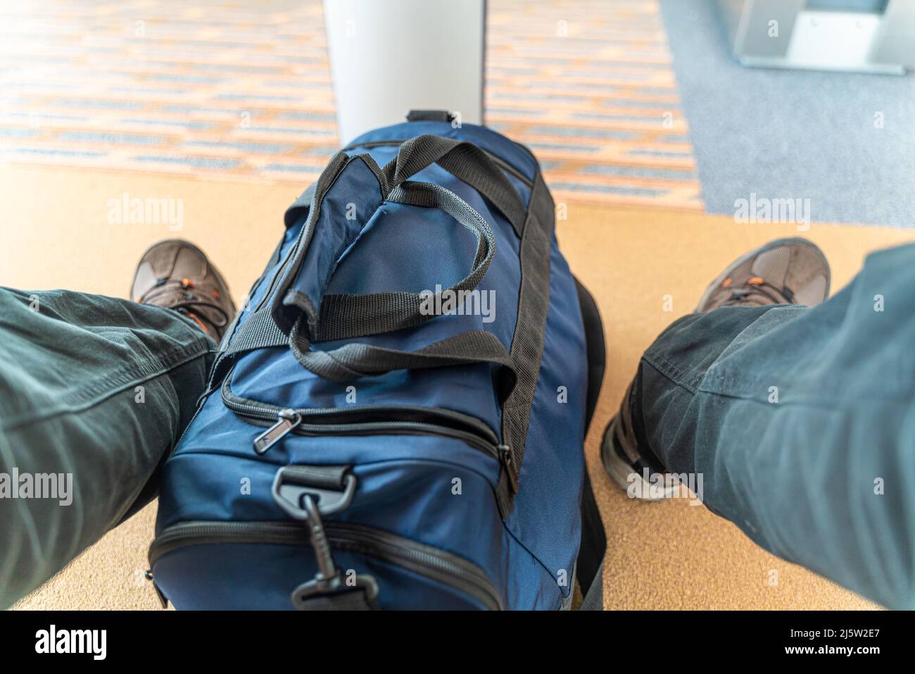 Duffle bag at airport terminal on travel Journey Stock Photo Alamy