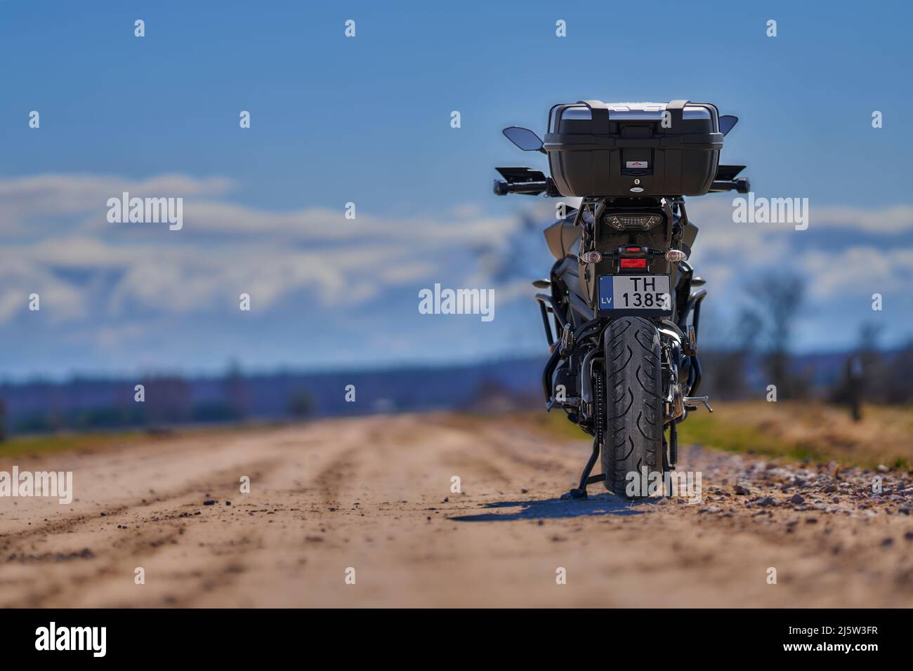 Adventure Motorcycling tour. Motorcycle adventure concept. Stock Photo