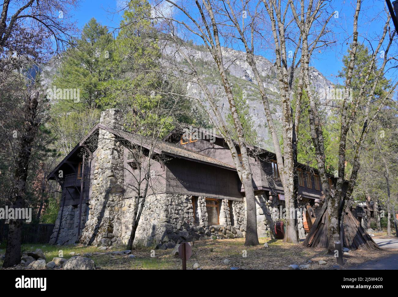 The Museum (designed by Herbert Maier) in the iconic Yosemite National Park, Mariposa CA Stock Photo
