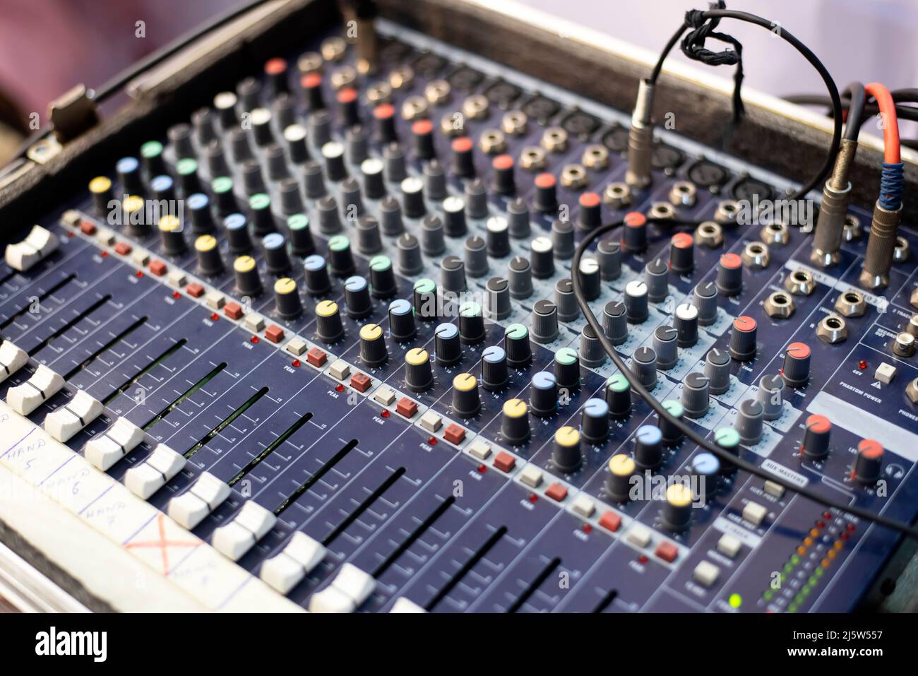 Sound mixer board using dj with buttons and controls Stock Photo Alamy
