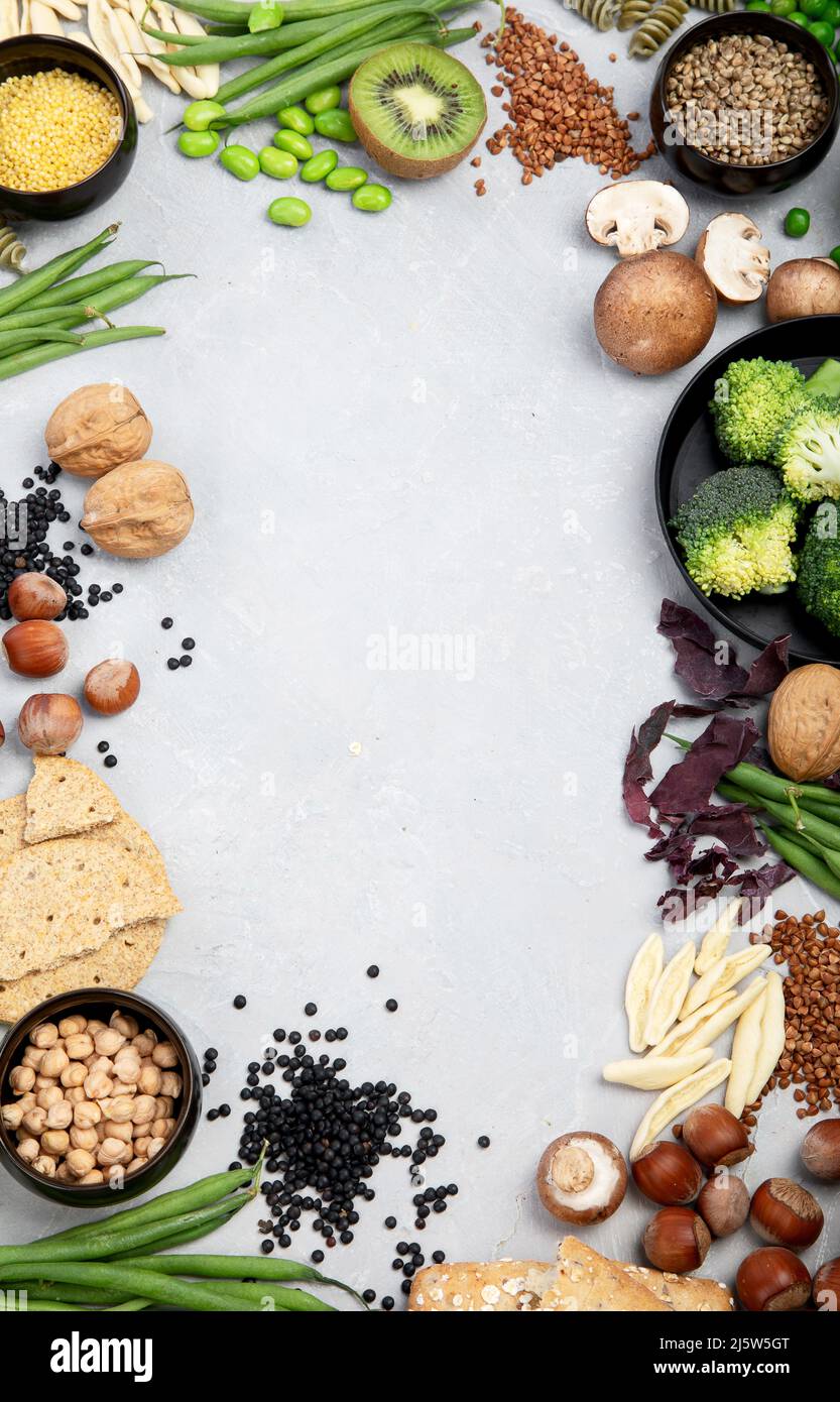 Food sources of plant based diet. Healthy diet with legumes, dried