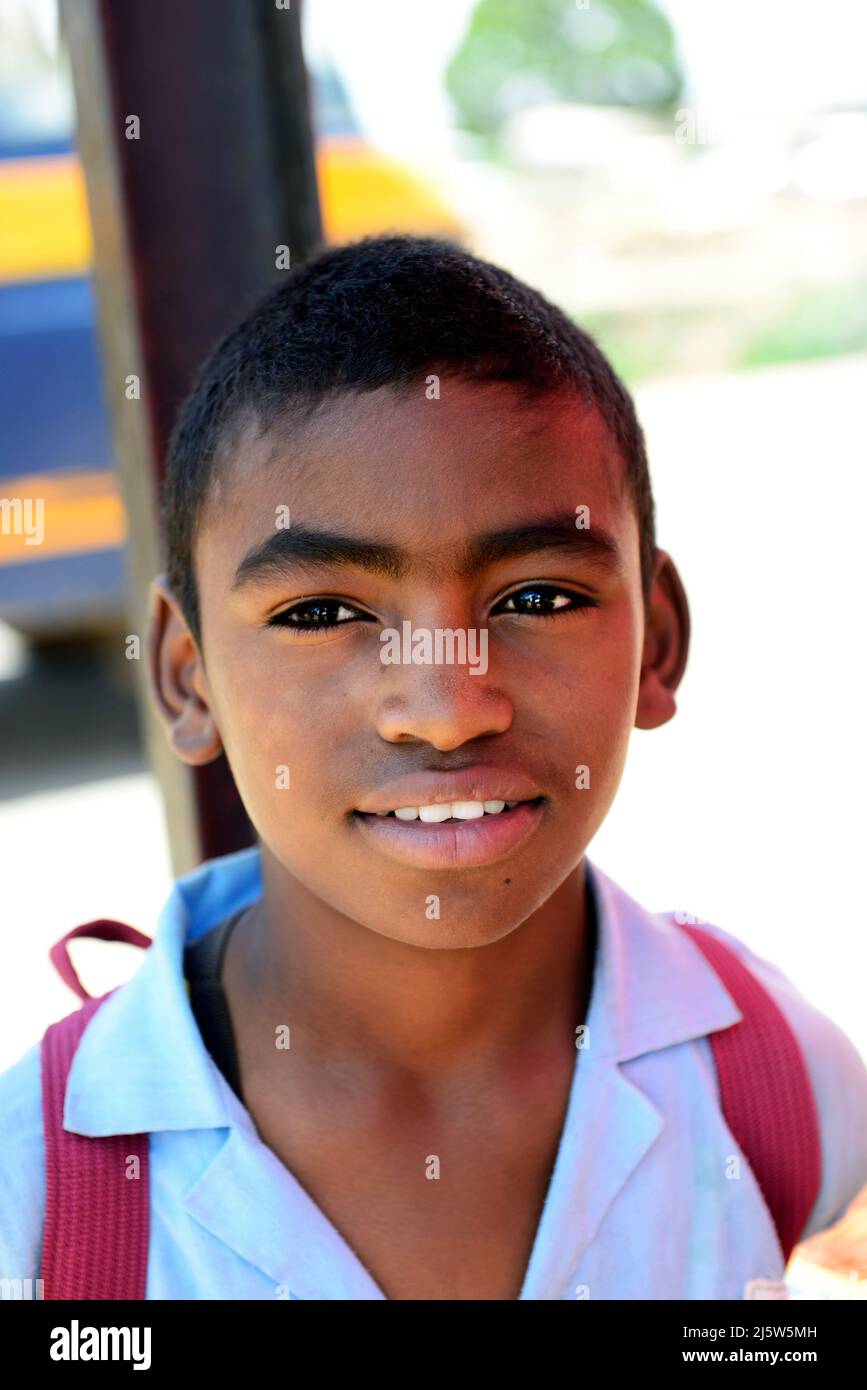 Portrait of a Malagasy student taken in the Ambohimanga region in central Madagascar. Stock Photo