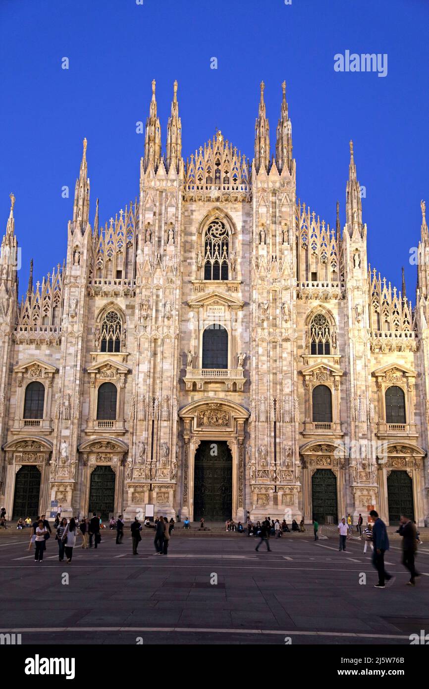 The Duomo in Milan at Sunset. Stock Photo