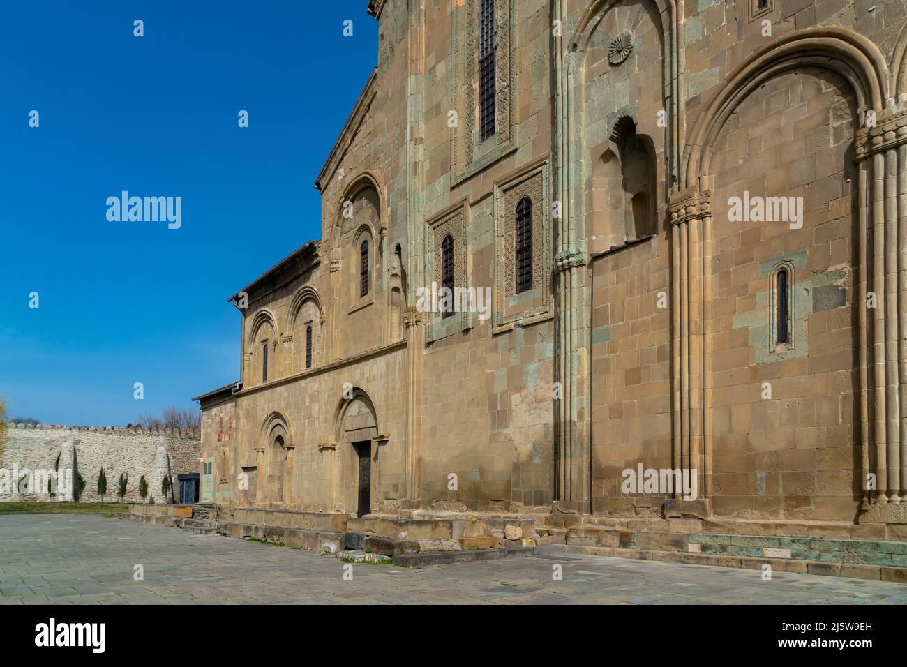 East facade of Svetitskhoveli monastery in Mtskheta, Georgia Stock Photo
