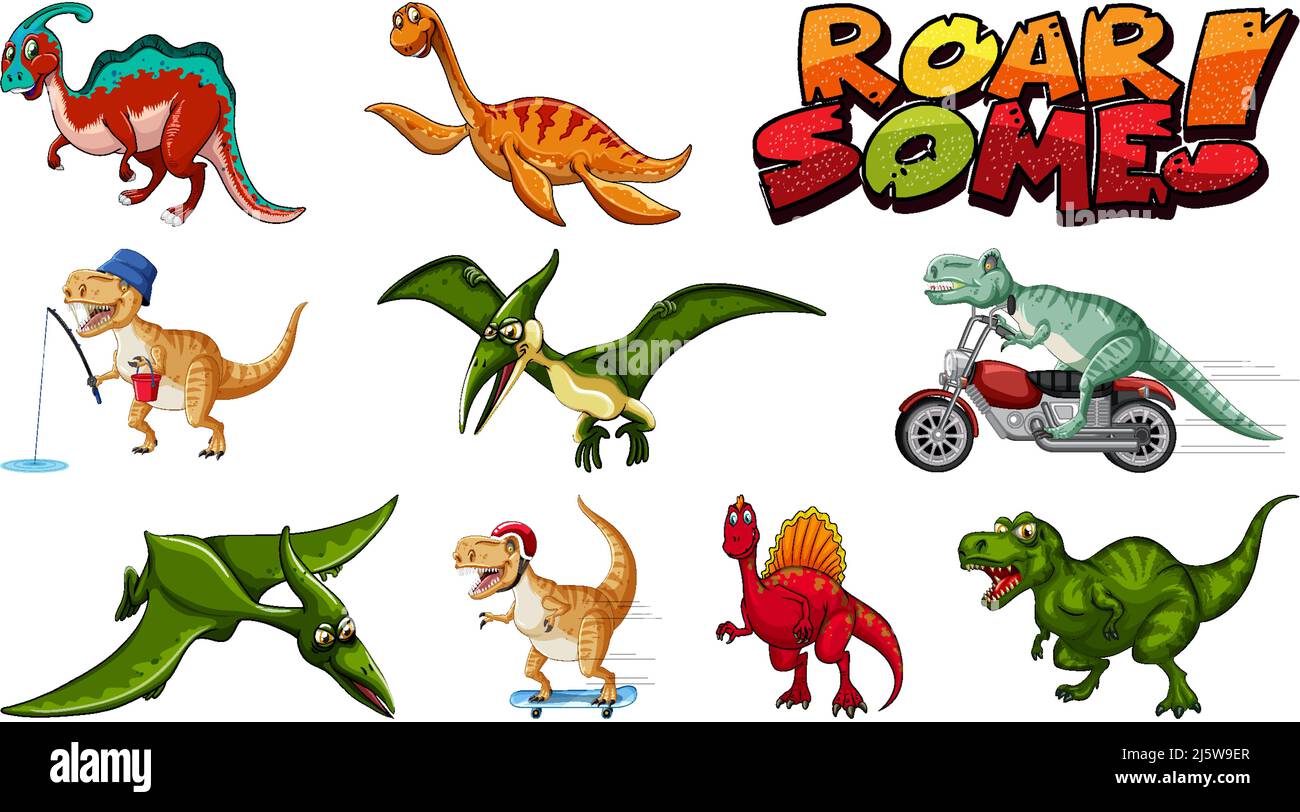 Dinosaurs on white background illustration Stock Vector Image & Art - Alamy