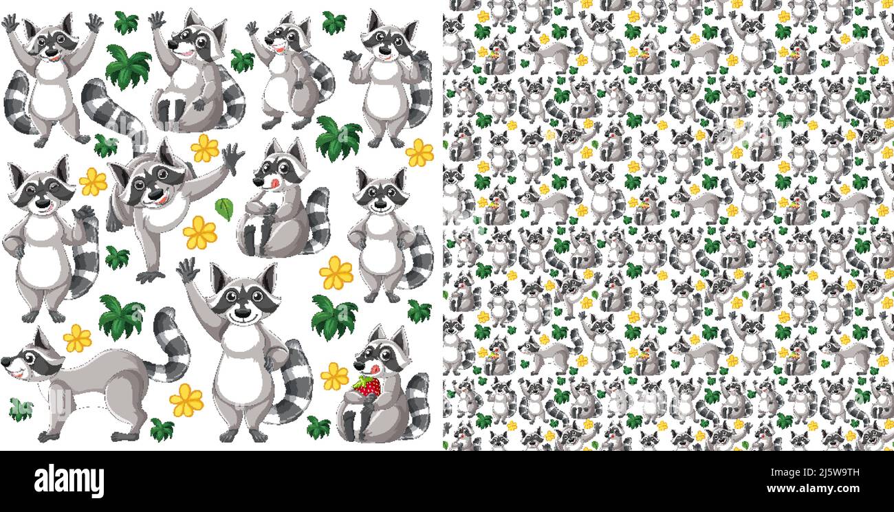 Cute animals cartoon seamless background illustration Stock Vector ...