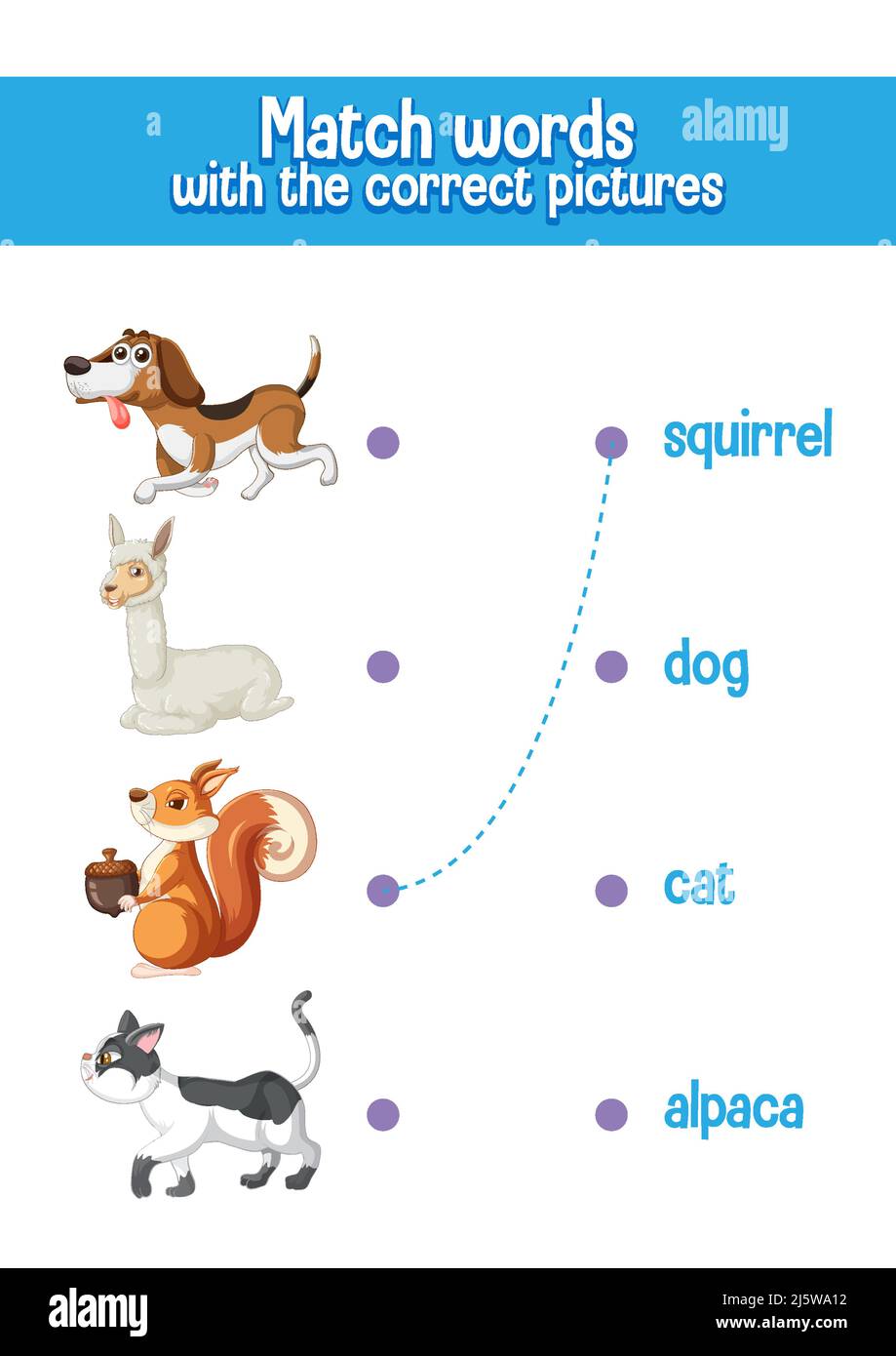 Worksheet design for matching words illustration Stock Vector Image & Art Alamy