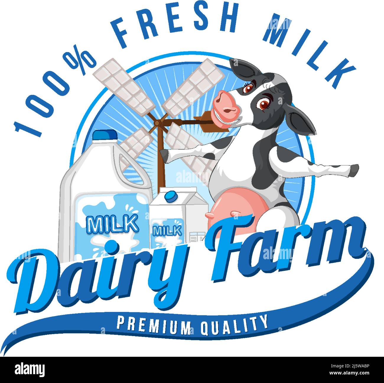 Dairy farm word logo with a dairy cow cartoon illustration Stock Vector ...