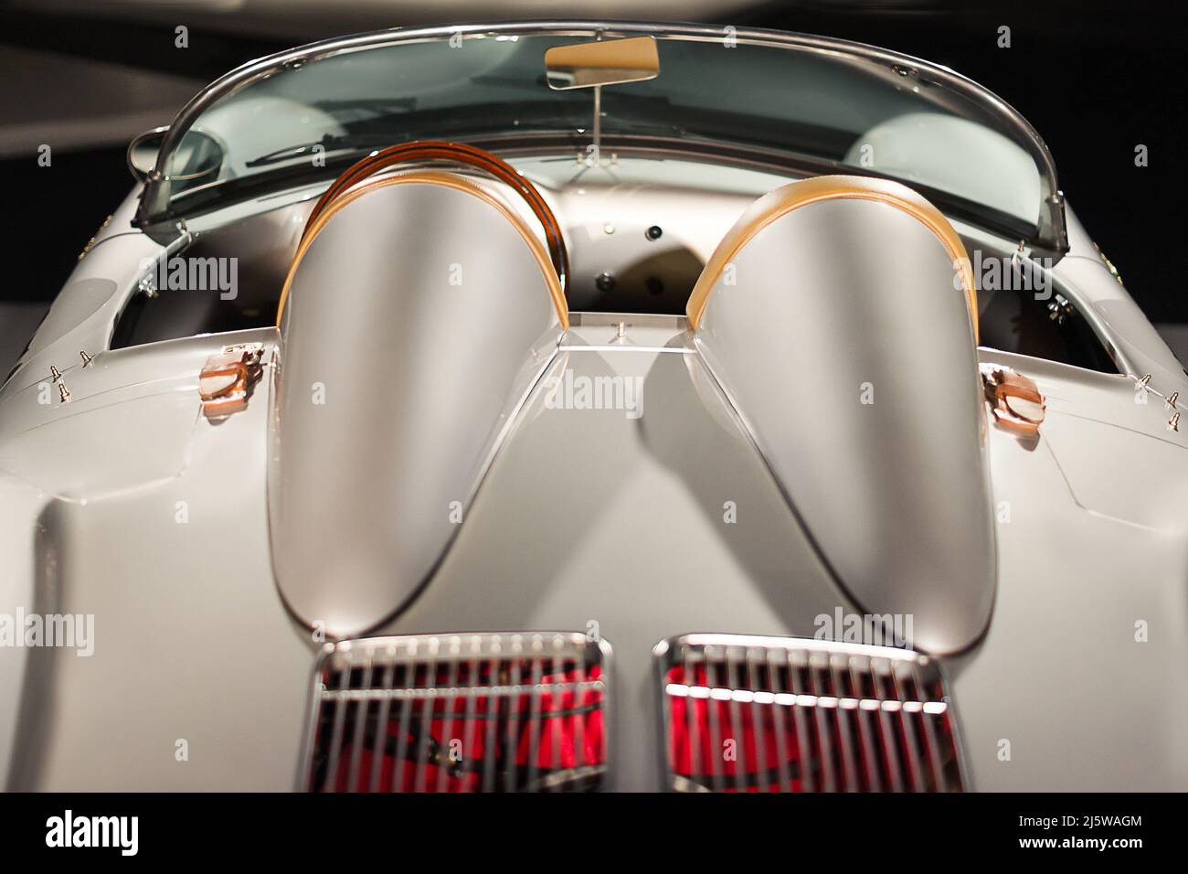 Porsche 550 Spyder vintage sport race luxury car on cars exhibition in Baku, Azerbaijan - april,12,2017. Stock Photo