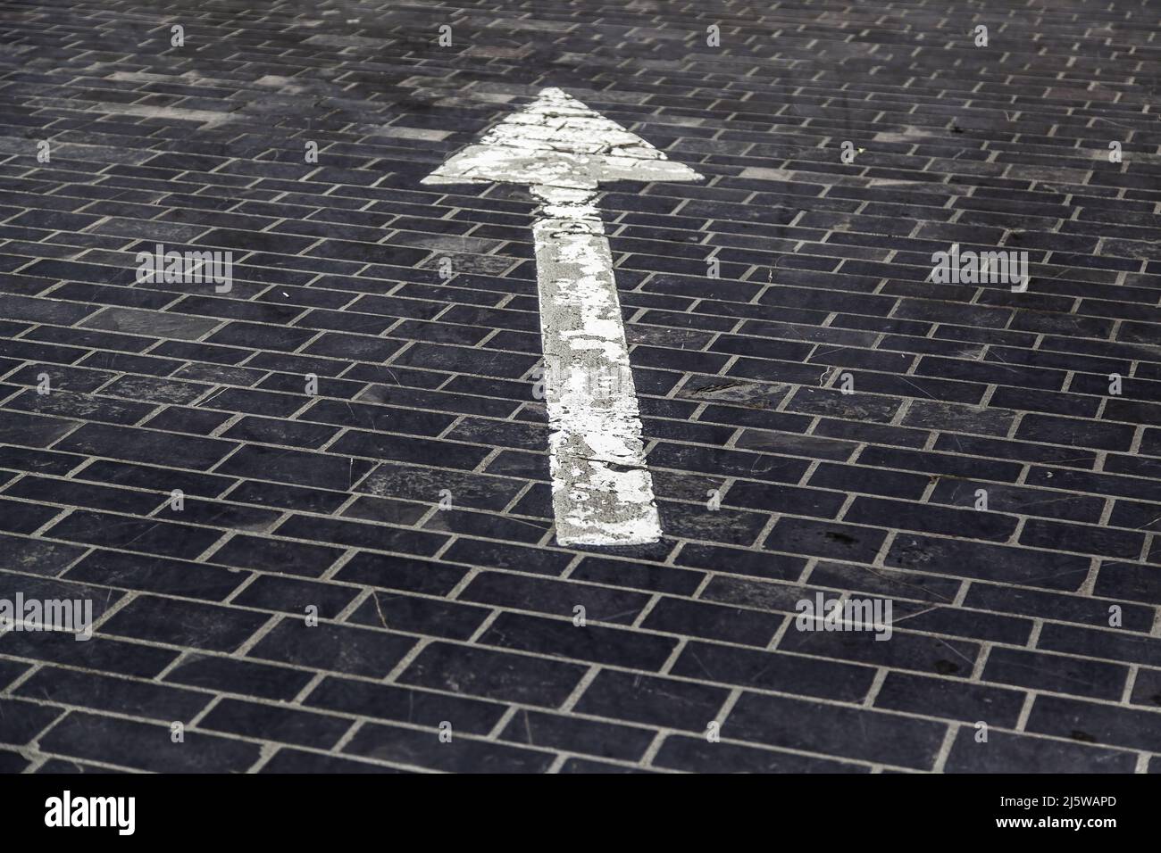 Detail of direction arrow for cars, indication and information Stock