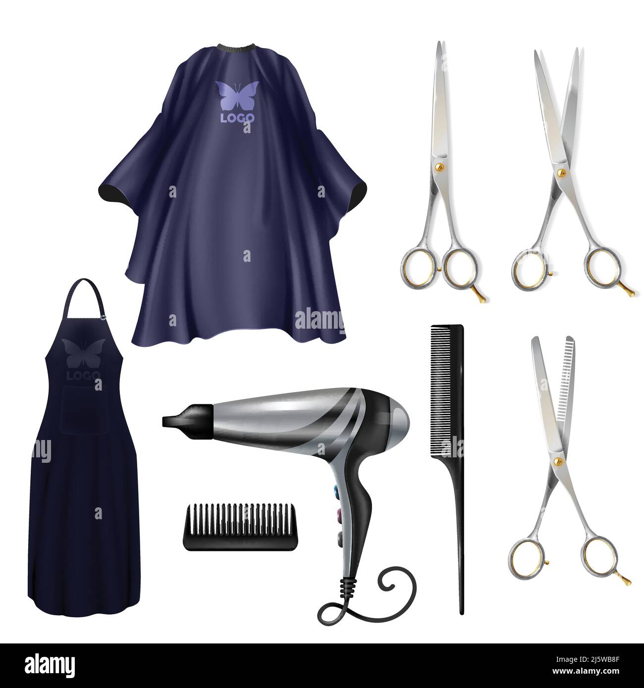 Barbershop hairdressers tools realistic vector set isolated on white ...