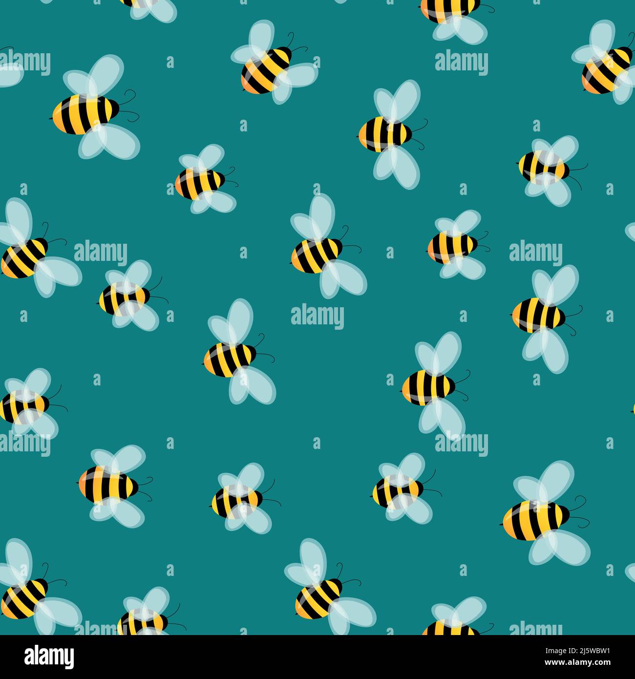 Seamless pattern with bees on color background. Small wasp. Vector ...