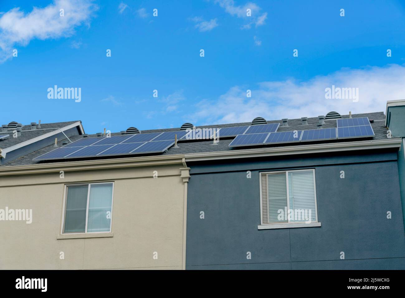 Building with solar panels on the roof at Silicon Valley, San Jose, CA