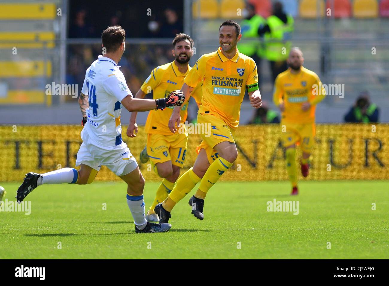 Frosinone, Italy: April 25, 2022, Camillo Ciano of Frosinone Calcio during  the Serie B match between Frosinone Calcio and AC Monza at Stadio Benito  Stirpe on April 25, 2022 in Frosinone, Italy. (