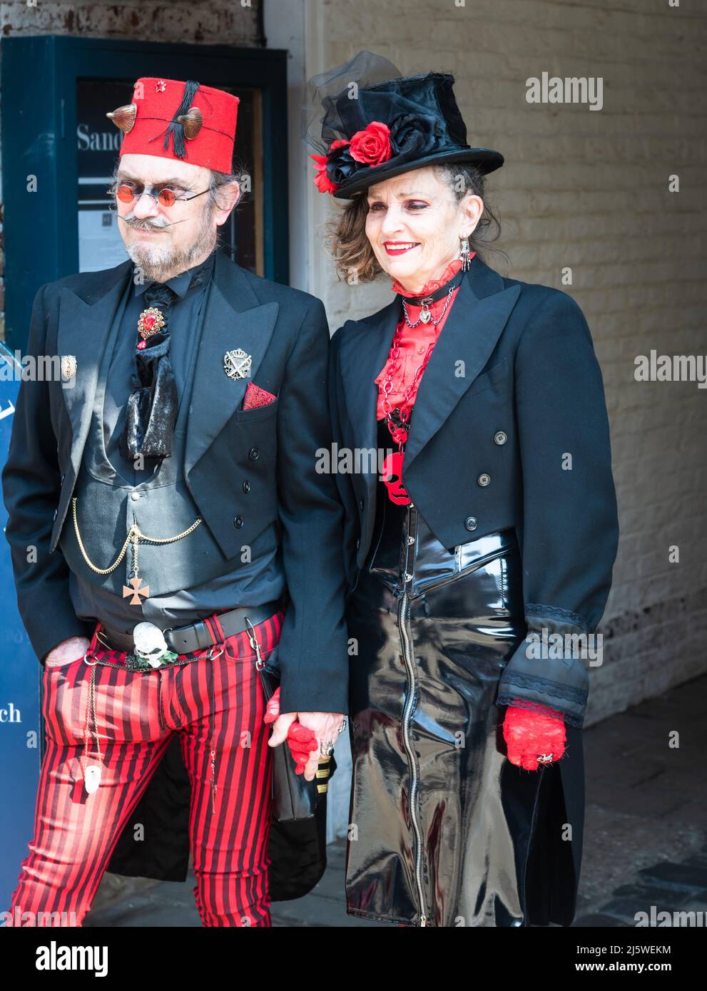 People dressed up at Whitby Goth Festival Stock Photo