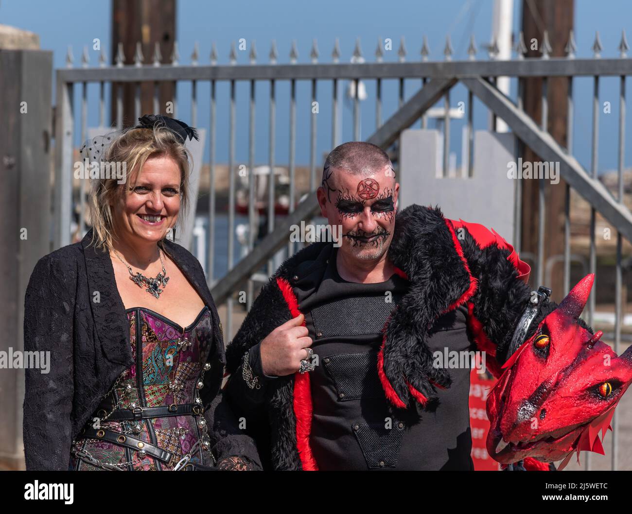 People dressed up at Whitby Goth Festival Stock Photo