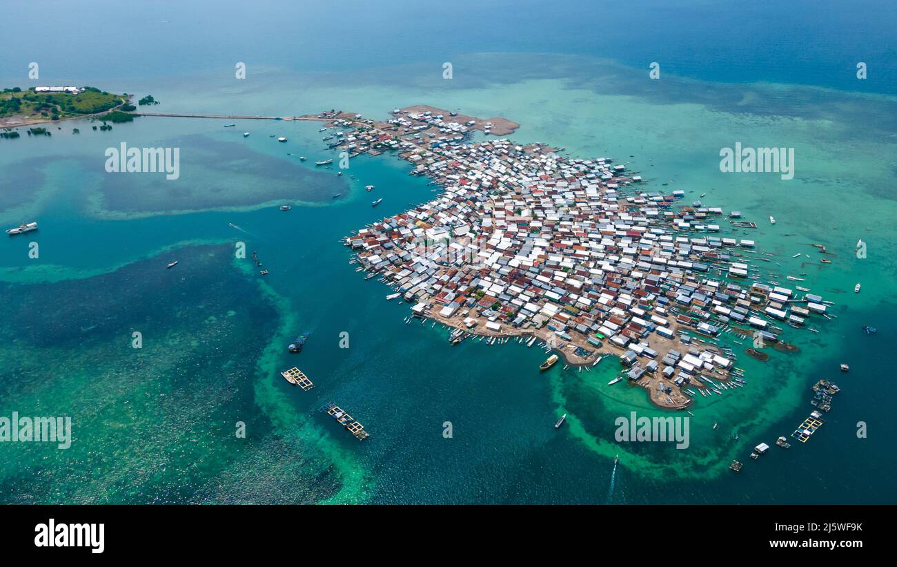 Aerial shot of Bungin island is the MOST POPULATED Island in the world
