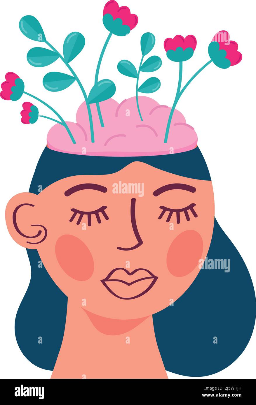 woman with flowers in brain Stock Vector Image & Art - Alamy