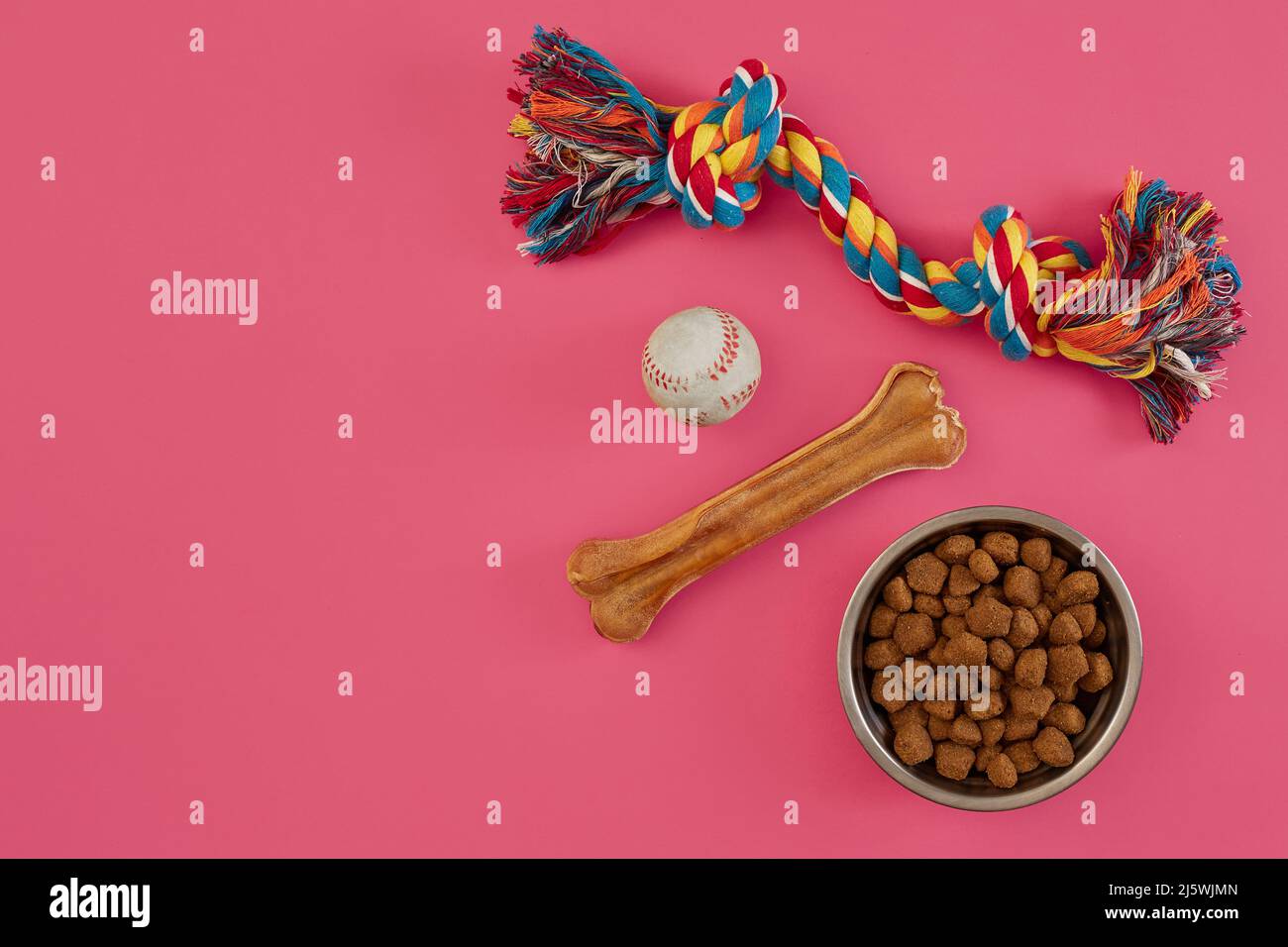 Toys -multi coloured rope, ball, dry food and bone. Accessories for ...