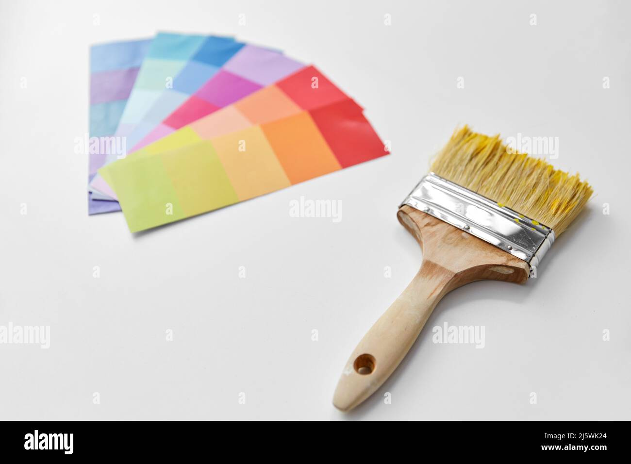 paint brush and color palette on white background Stock Photo Alamy